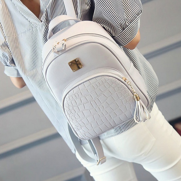 Brand New Light Grey Mini Backpack Purse - Picture 2 of 7